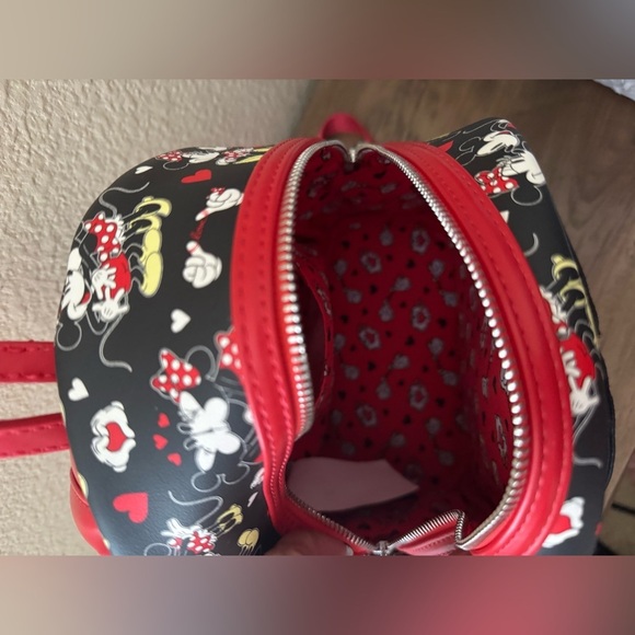 Loungefly | Disney Parks Mickey & Minnie Heart Red Black White Mini Backpack main image 4